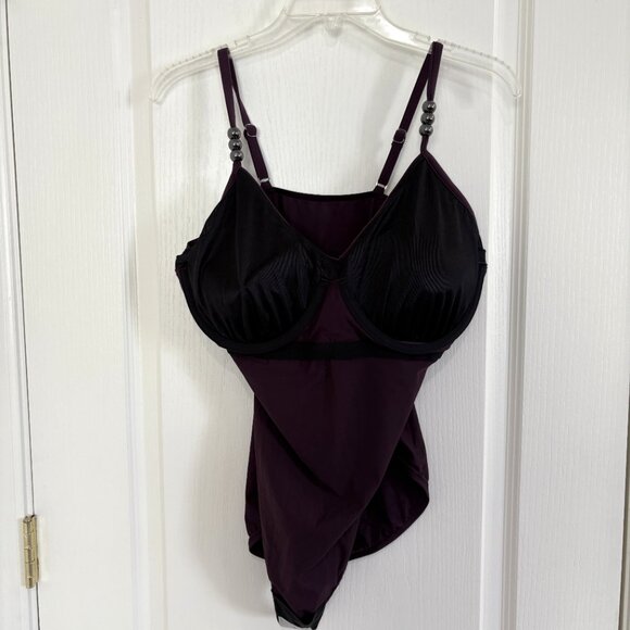 Magicsuit by Miraclesuit Isabel Swimsuit One Piece Prune Purple Size 16 NEW - Picture 7 of 9
